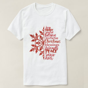 festive Christmas snowflake word art T-Shirt