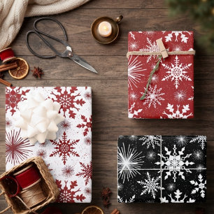 Festive Christmas Snowflakes And Sparkles Wrapping Paper Sheet