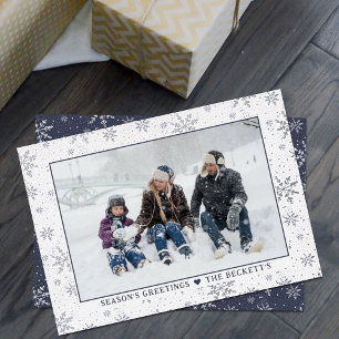 Festive Christmas Snowflakes Photo Real Foil Holiday Card