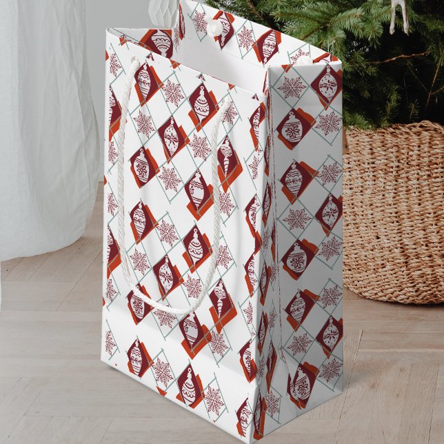  Festive Christmas Snowflakes Red Holiday Pattern Small Gift Bag (Creator Uploaded)