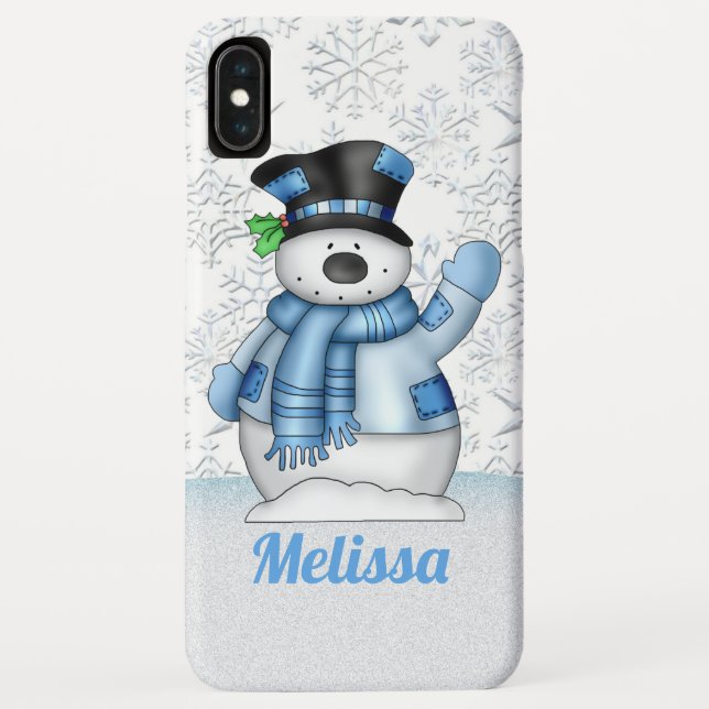 Festive Christmas snowman add name Case-Mate iPhone Case (Back)