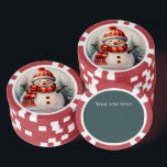 Festive Christmas snowman add text Poker Chips<br><div class="desc">Festive Christmas snowman add text Poker Chips</div>