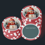 Festive Christmas snowman add text Poker Chips<br><div class="desc">Festive Christmas snowman add text Poker Chips</div>
