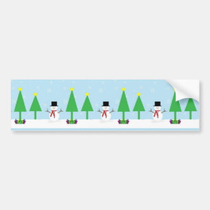 Festive Christmas Snowman Bumper Sticker