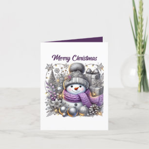 Festive Christmas snowman customisable Holiday Card