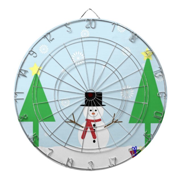 Festive Christmas Snowman Dartboard (Front)