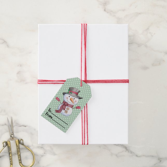 Festive Christmas Snowman  Gift Tags (With Twine)