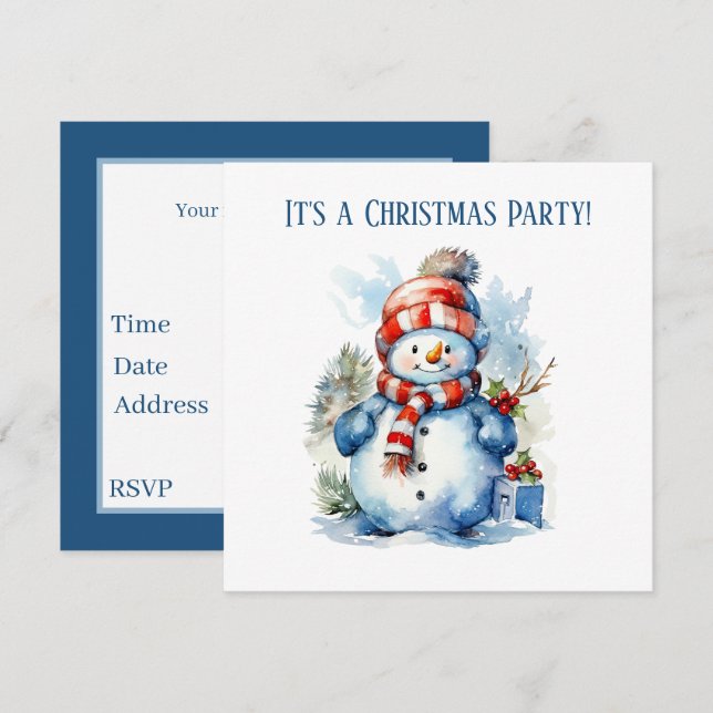 Festive Christmas snowman Holiday party  Invitation (Front/Back)