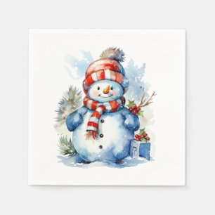Festive Christmas snowman Holiday party  Napkin