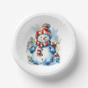 Festive Christmas snowman Holiday party Paper Plate