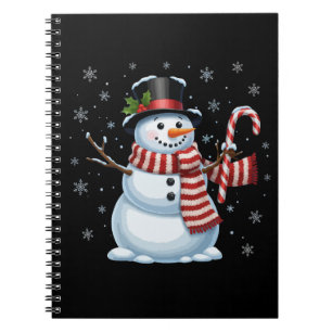 Festive Christmas Snowman with Candy Cane & Top Notebook