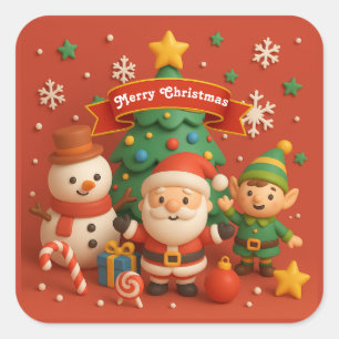 Festive Christmas stickers with Santa Claus