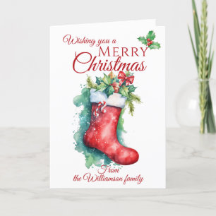 Festive Christmas Stocking Family Holiday Card