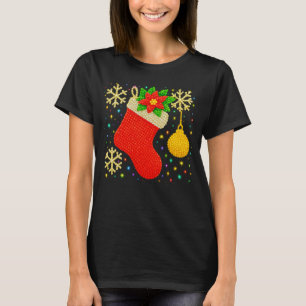 Festive Christmas Stocking Faux Bead Art PNG T-Shirt