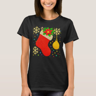 Festive Christmas Stocking Faux Bead Art PNG T-Shirt