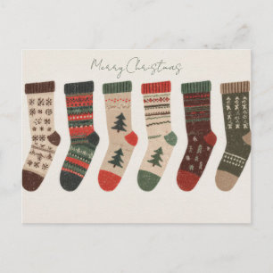 Festive Christmas Stockings Postcard