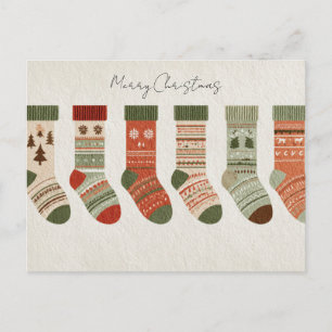 Festive Christmas Stockings Postcard