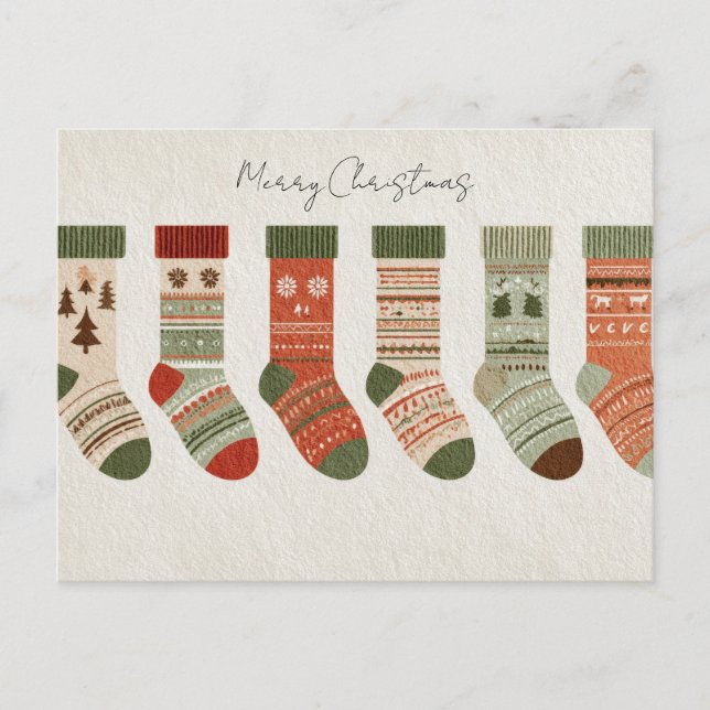 Festive Christmas Stockings Postcard (Front)