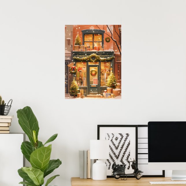 Festive Christmas Storefront Scene Poster (Home Office)
