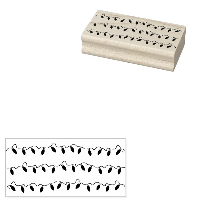 Festive Christmas String Lights Holiday Rubber Stamp (Stamped)
