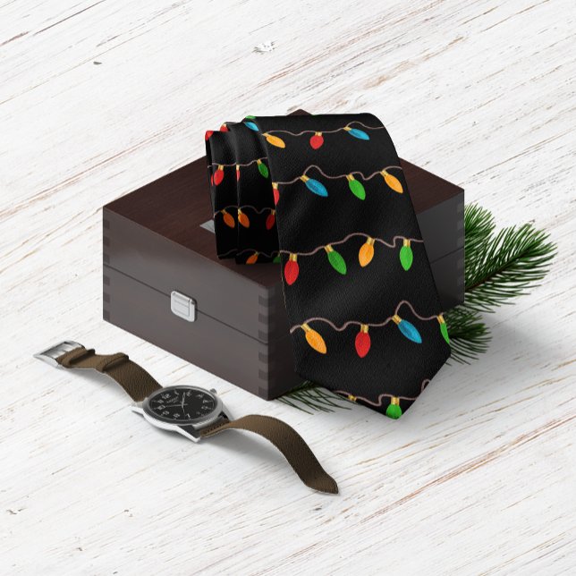 Festive Christmas String Lights Holiday Tie (Festive Christmas String Lights Holiday Neck Tie)