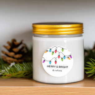 Festive Christmas String Lights Personalised Classic Round Sticker