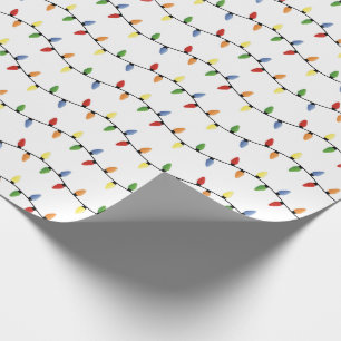 Festive Christmas String Lights Wrapping Paper