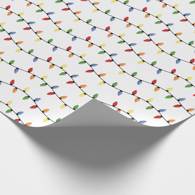 Festive Christmas String Lights Wrapping Paper (Corner)