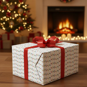 Festive Christmas String Lights Wrapping Paper