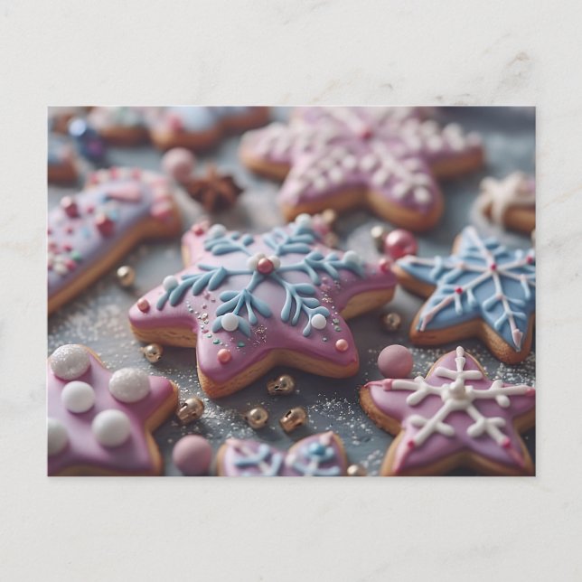 Festive Christmas Sugar Cookies Postcard (Front)
