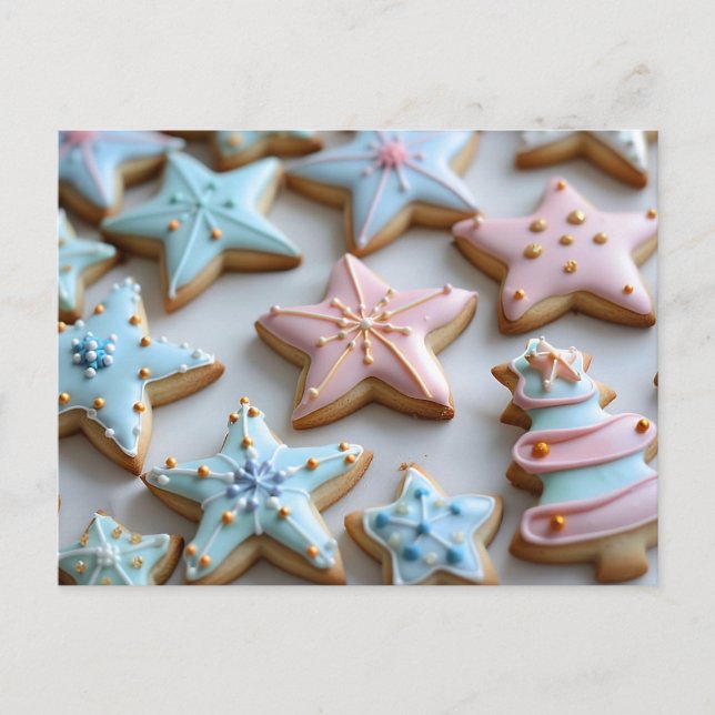 Festive Christmas Sugar Cookies Postcard (Front)
