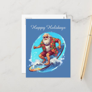 Festive Christmas surfing Santa add text Holiday