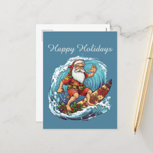 Festive Christmas surfing Santa add text Holiday