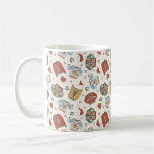 Festive Christmas Sweaters and Hats Pattern Coffee Mug