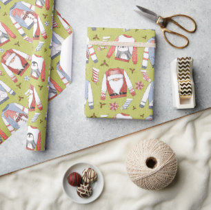Festive Christmas Sweaters and Stockings Wrapping Paper