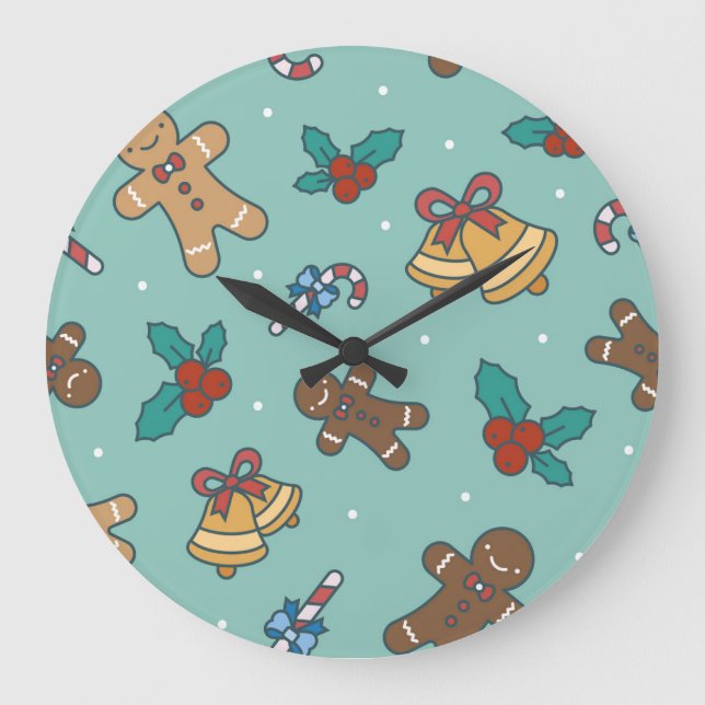 Festive Christmas Sweets Design Large Clock (Front)