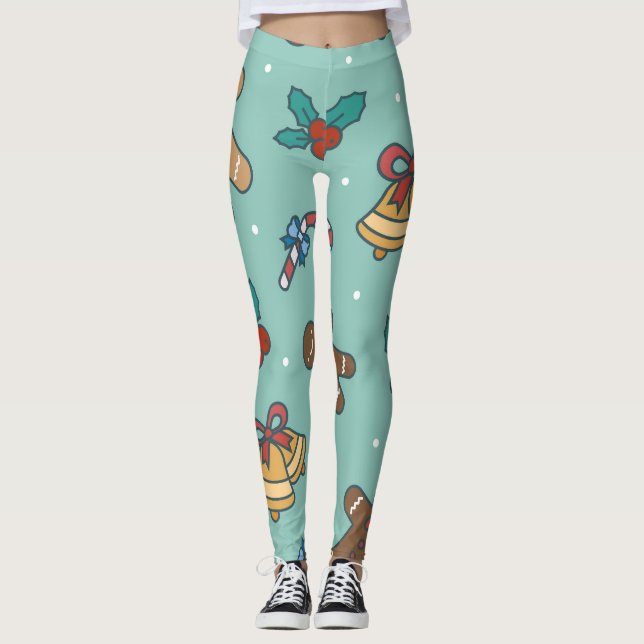 Festive Christmas Sweets Design Leggings (Front)