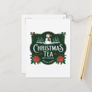 Festive Christmas tea add message Holiday Postcard