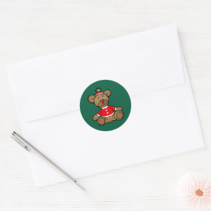Festive Christmas Teddy Bear Design Classic Round Sticker