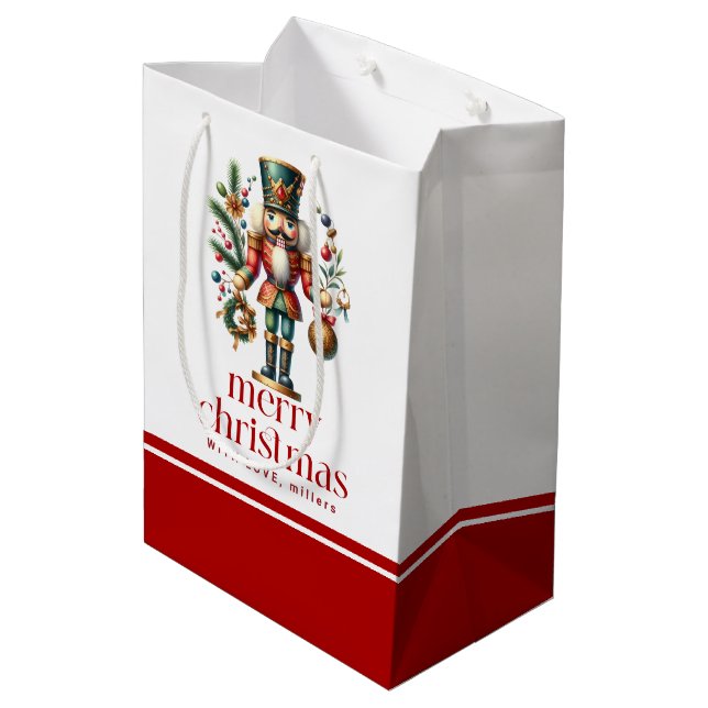 Festive Christmas Theme Nutcracker  Medium Gift Bag (Back Angled)