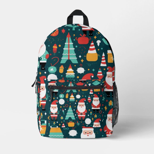 Festive Christmas Theme Pattern Printed Backpack (Front)