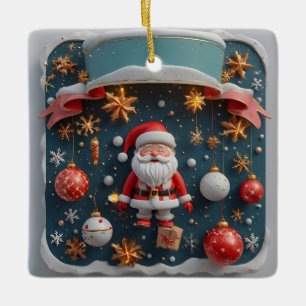 Festive Christmas-Themed Arrangement Ceramic Ornament