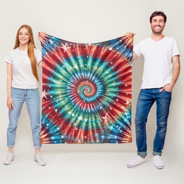 Festive Christmas Tie Dye Spiral Fleece Blanket (In Situ)
