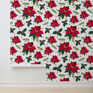 Festive Christmas tiled flowers Wallpaper