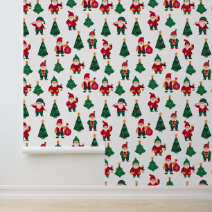 Festive Christmas tiled gnomes Holiday  Wallpaper