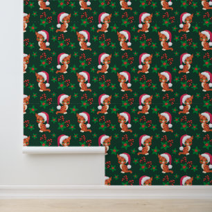 Festive Christmas tiled pattern cat Wallpaper