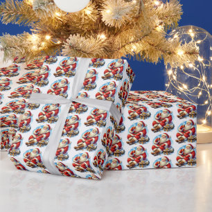 Festive Christmas tiled pattern cocoa Santa  Wrapping Paper