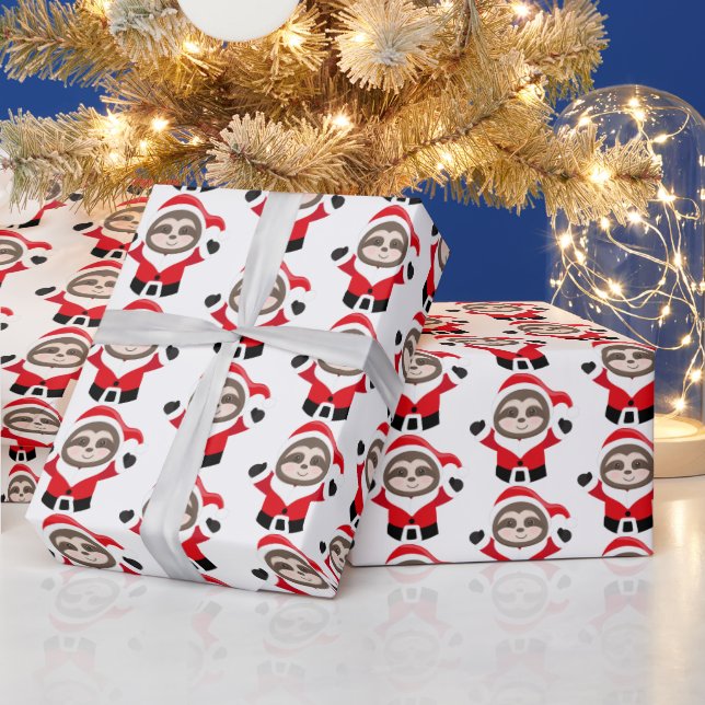Festive Christmas tiled sloths Wrapping Paper (Holidays)