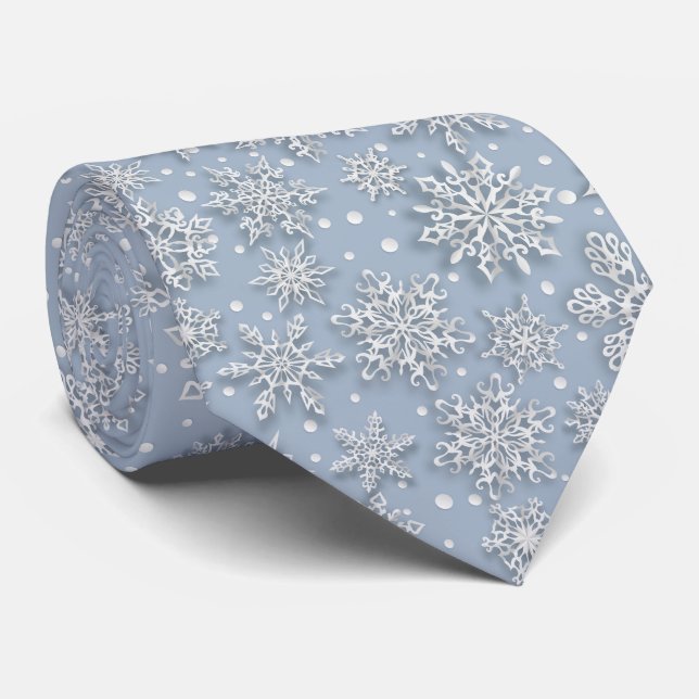 Festive Christmas tiled snowflake pattern  Tie (Rolled)
