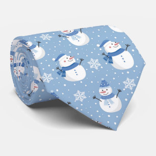 Festive Christmas tiled snowman pattern Tie